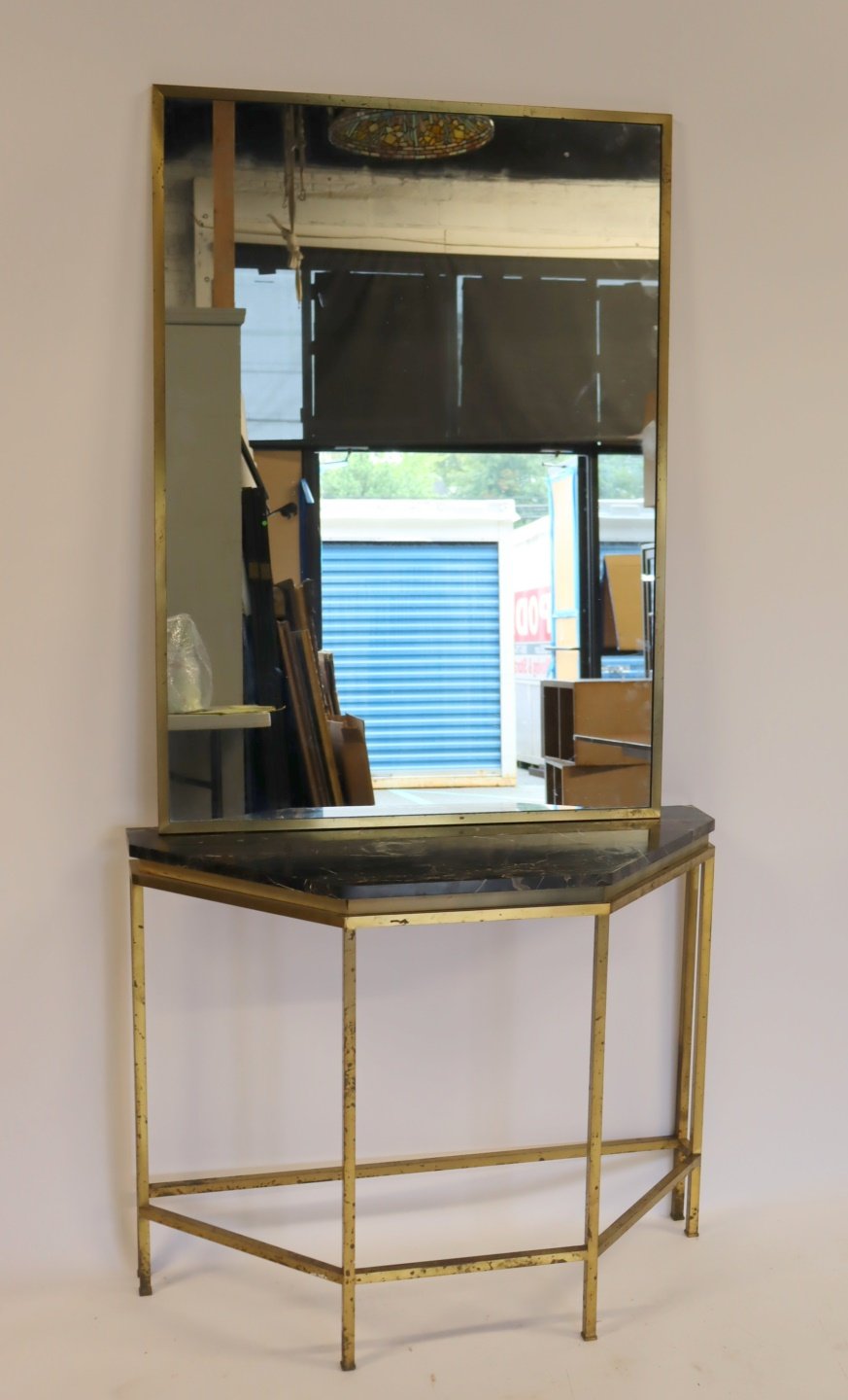 MIDCENTURY GILT METAL MIRROR &