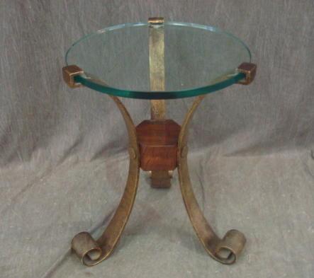 Midcentury Glass Top & Gilt Metal