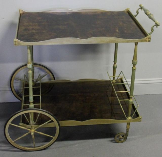 Midcentury Goatskin Tea Cart.