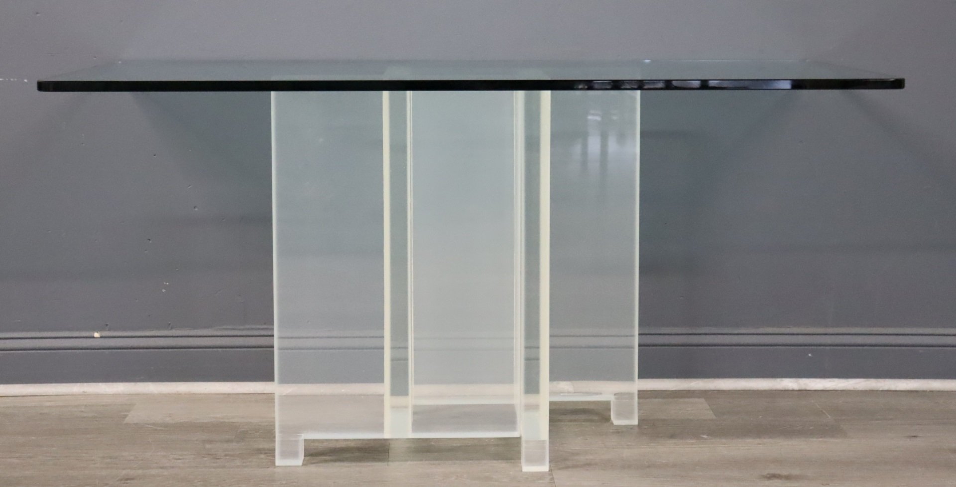 MIDCENTURY LUCITE AND GLASS TOP