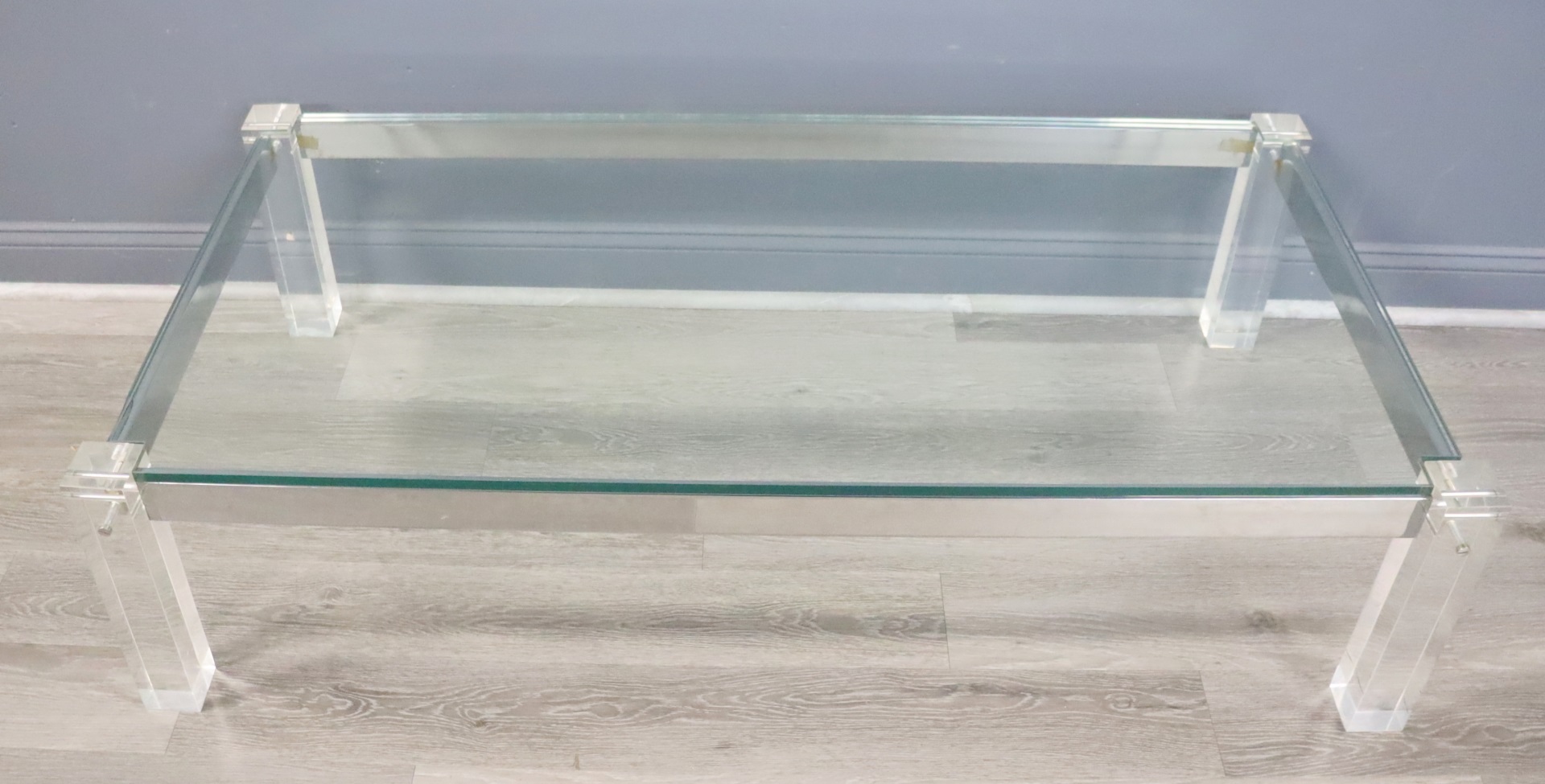 MIDCENTURY LUCITE AND GLASS TOP