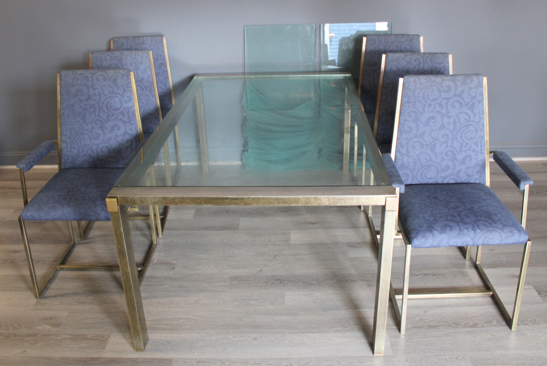 MIDCENTURY METAL DINING TABLE AND