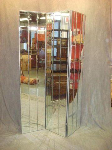 Midcentury Mirrored 3-Panel Screen.