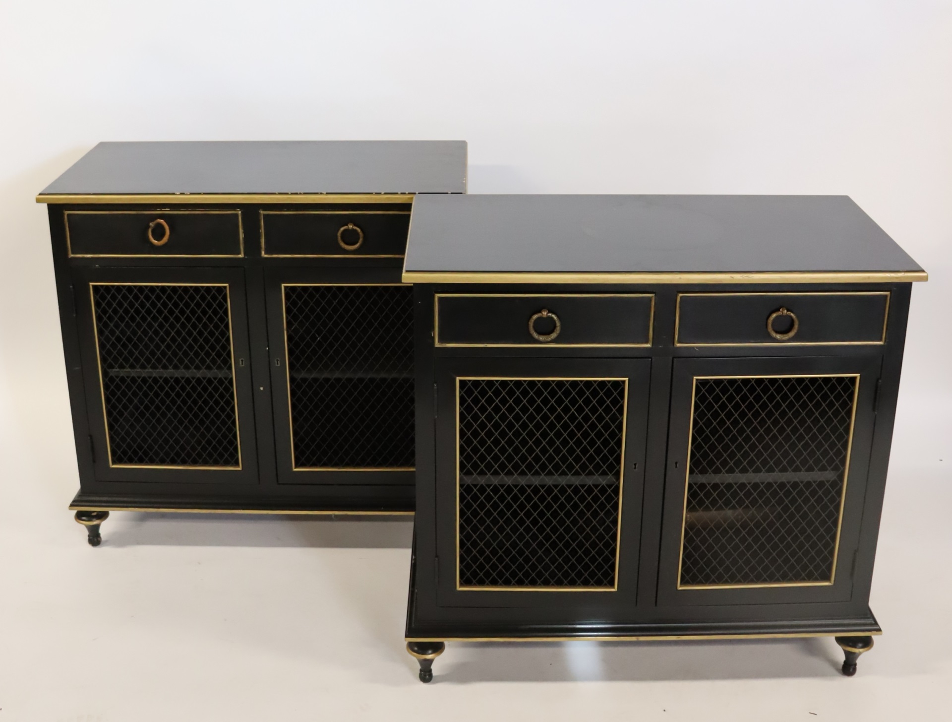MIDCENTURY PAIR OF EBONISED AND