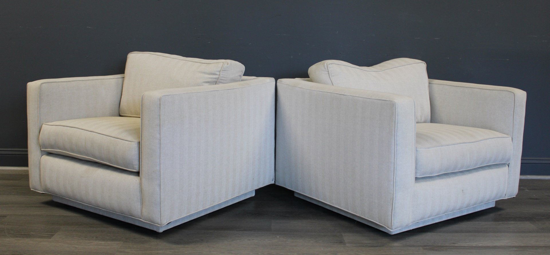 MIDCENTURY PAIR OF UPHOLSTERED CUBE