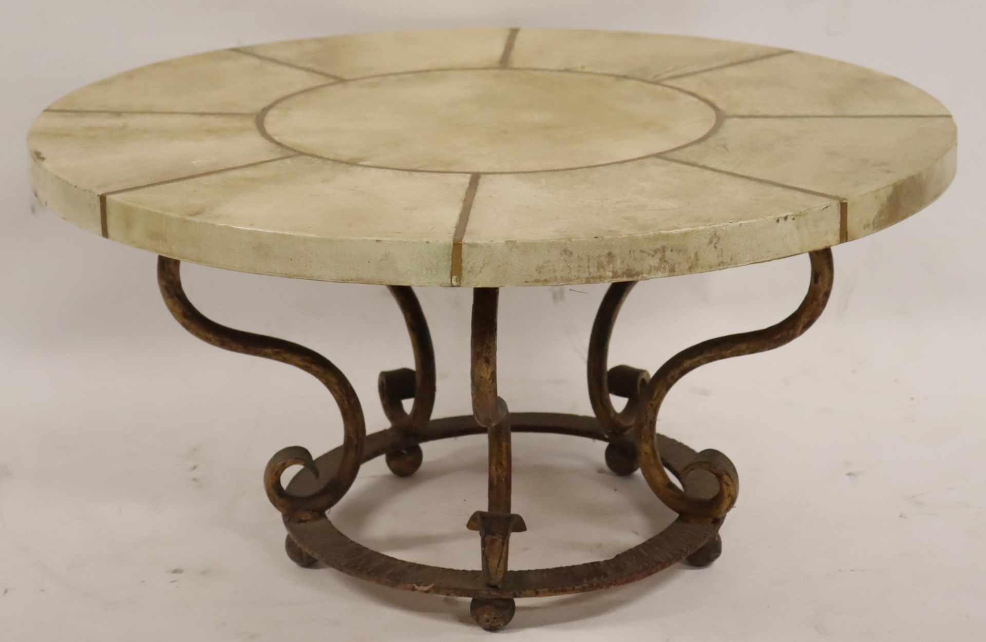 MIDCENTURY PARCHMENT TABLE ON