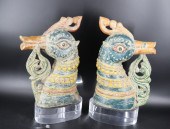 MIDCENTURY PR OF CARVED WOOD P
