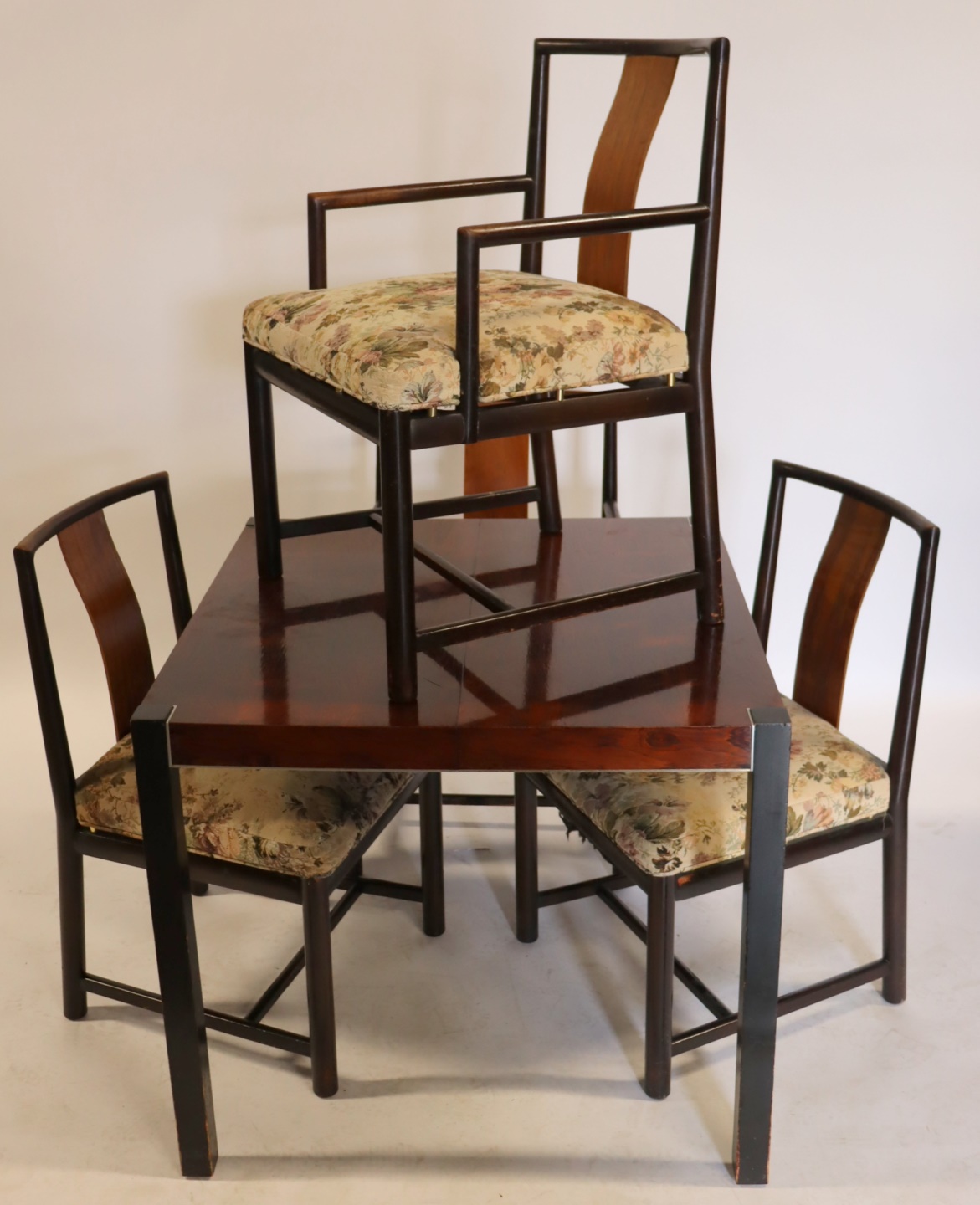 MIDCENTURY ROSEWOOD TABLE, LEAVES &