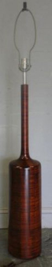 Midcentury Striated Wood Lamp.