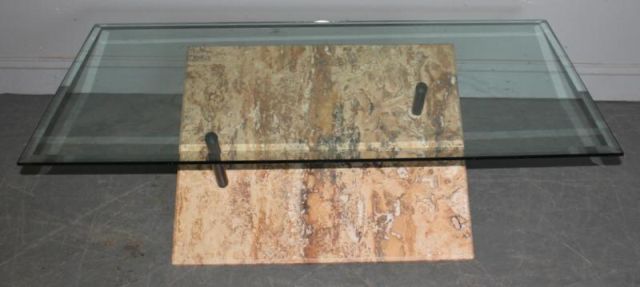 Midcentury Style Marble & Glass Top