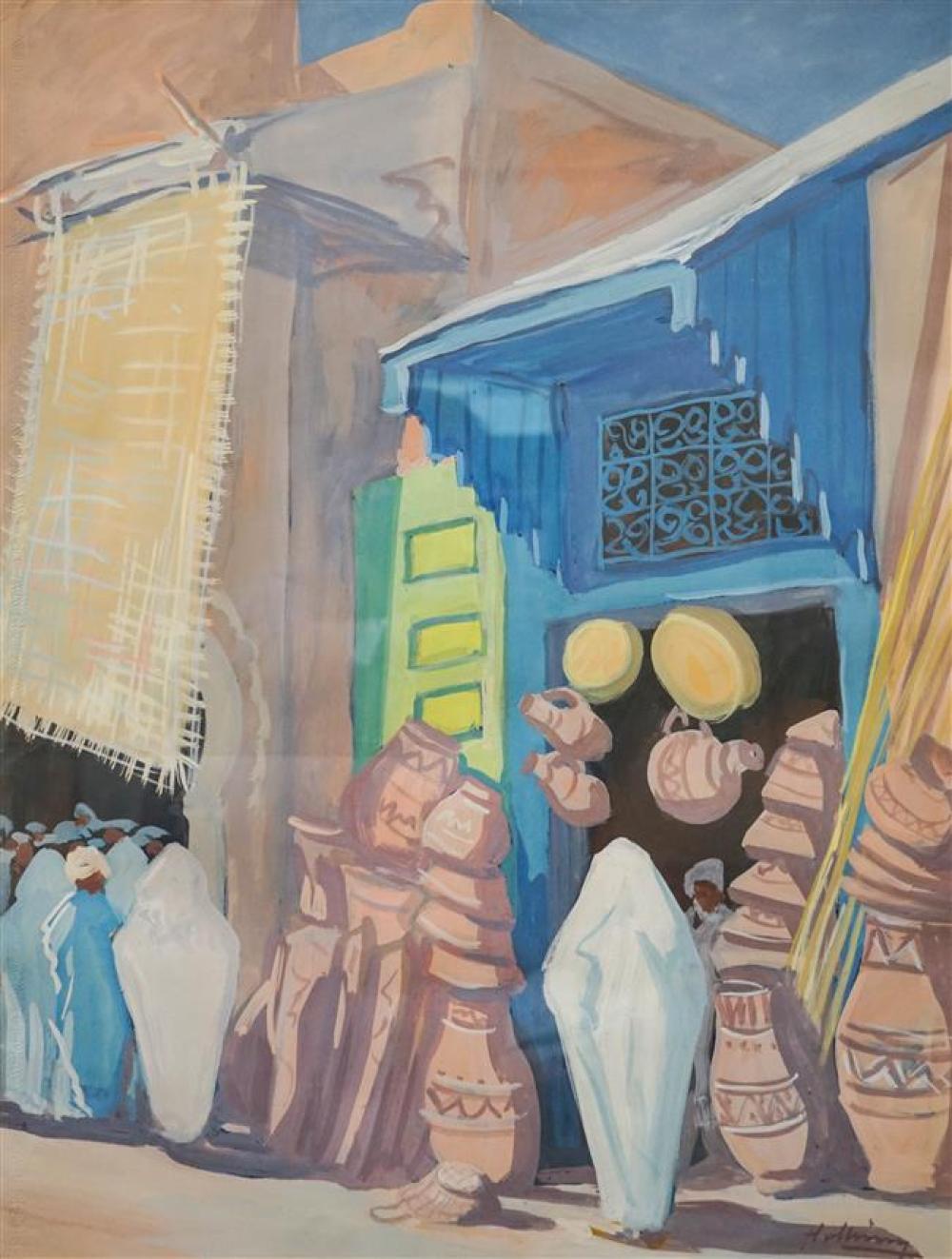 MIDDLE EASTERN MARKET SCENE, OIL ON