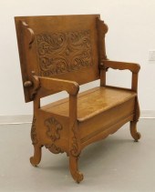 MIDWESTERN OAK CARVED FLIP TOP