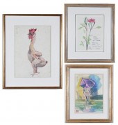 MIE SHU OU THREE WATERCOLORS O