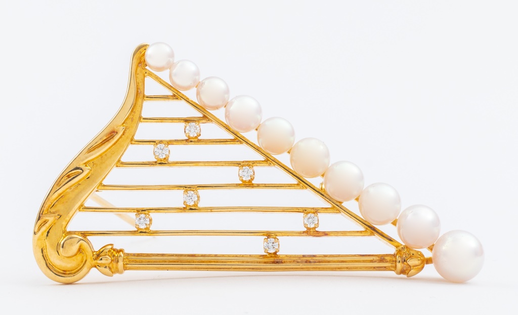 MIKIMOTO 18K YELLOW GOLD PEARL &