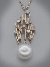 Mikimoto Akoya pearl and diamo