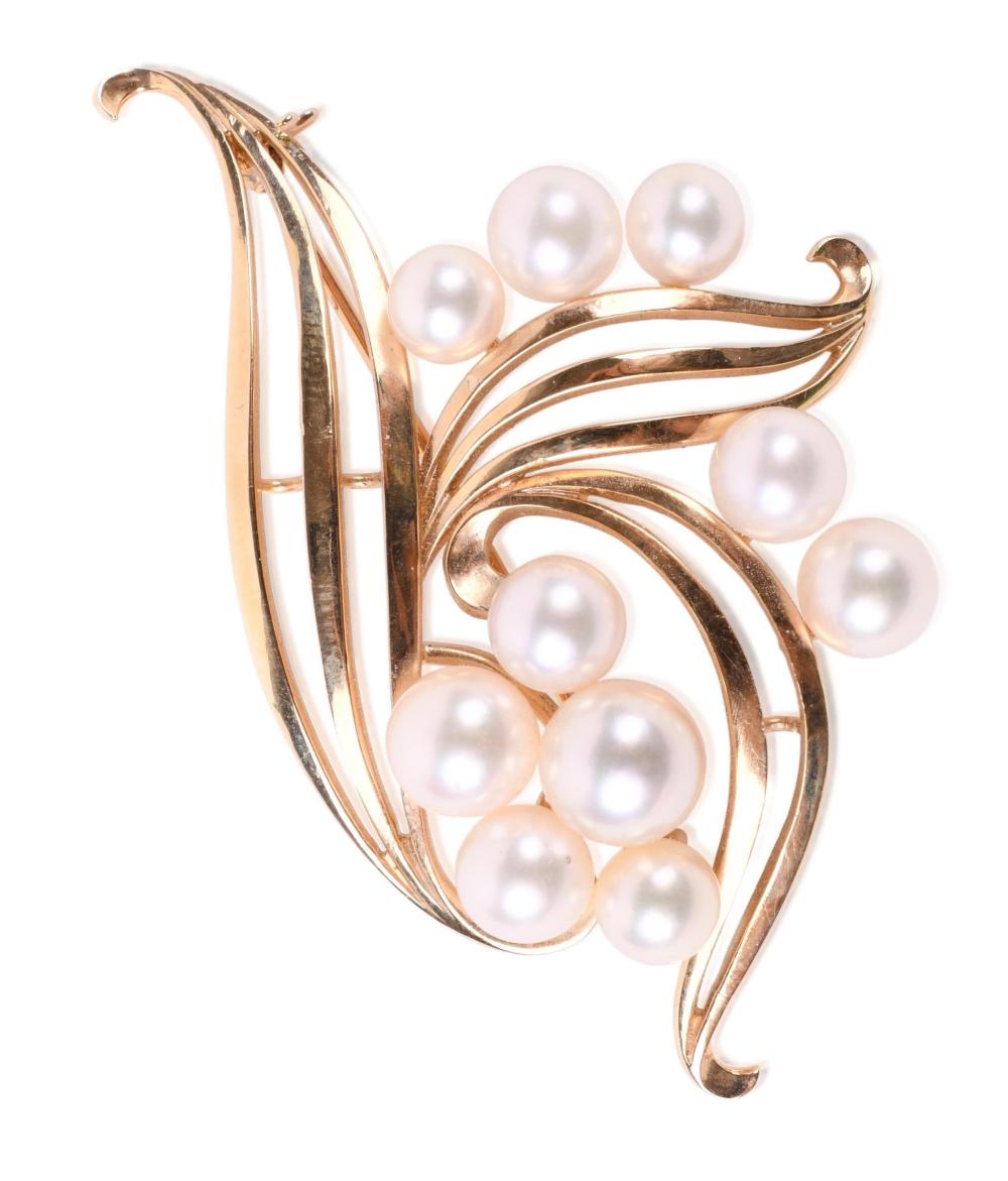 MIKIMOTO PEARL AND 14K YELLOW
