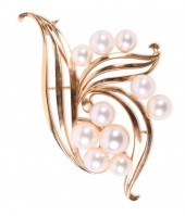 MIKIMOTO PEARL AND 14K YELLOW