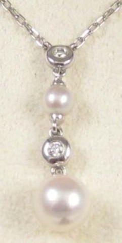 MIKIMOTO PEARL AND DIAMOND NECKLACE