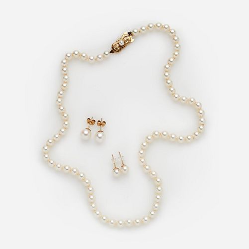 MIKIMOTO PEARL NECKLACE W/ 2