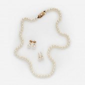 MIKIMOTO PEARL NECKLACE W/ 2 P