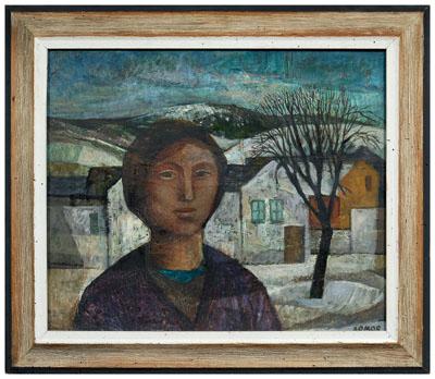Miklos Somos painting, woman in a