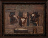 MILFORD HAHN, THREE COWS AT RE