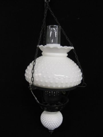 Milk Glass Hanging Lamp hobnail