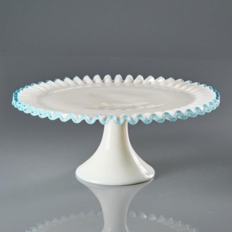 MILK GLASS PEDESTAL CAKE STAND -