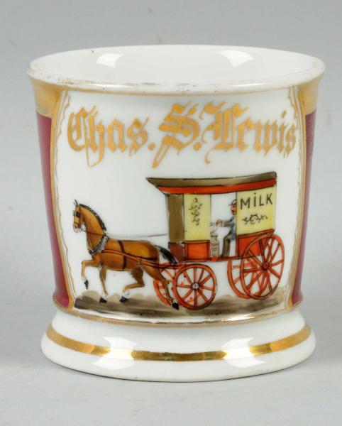 Milk Wagon Shaving Mug.  Gilt
