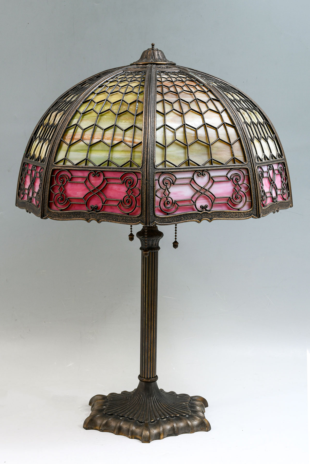 MILLER ART DECO SLAG GLASS LAMP: