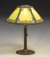 MILLER BRASS & SLAG GLASS LAMP