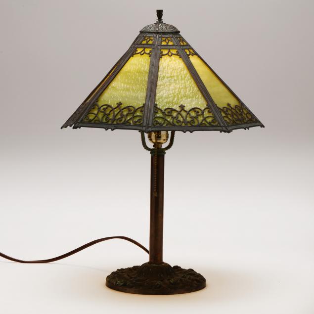 MILLER LAMP CO., SLAG GLASS TABLE