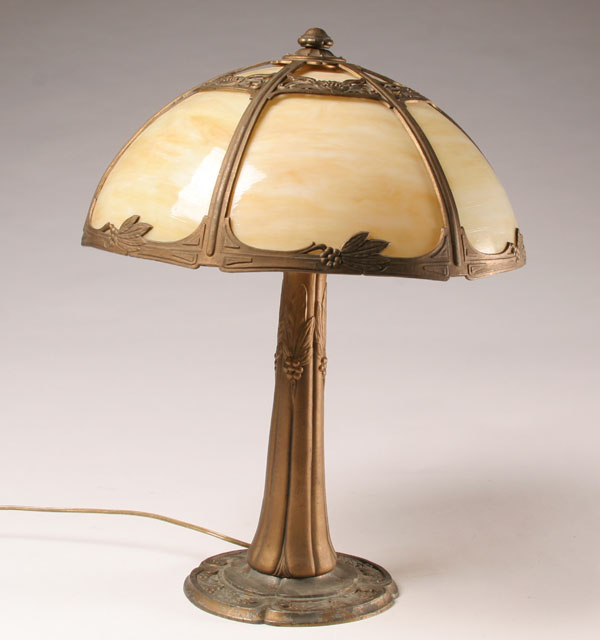 Miller slag glass lamp; caramel