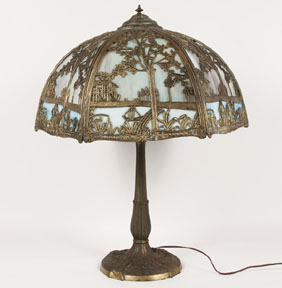 Miller slag glass lamp, gilt