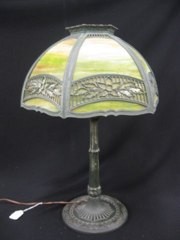 Miller Slag Glass Lamp six panel