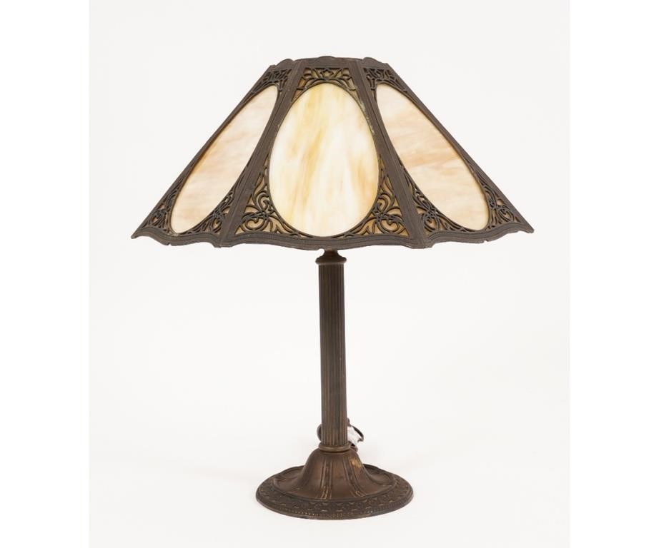 Miller slag glass lamp with faux