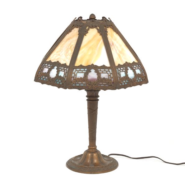 MILLER SLAG GLASS LAMP WITH