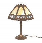 MILLER SLAG GLASS LAMP WITH AN