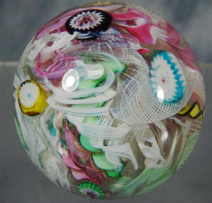 Millifiori & lattice paperweight