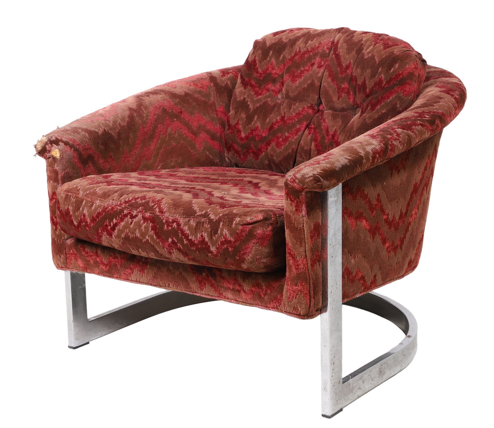 Milo Baughman chrome upholstered