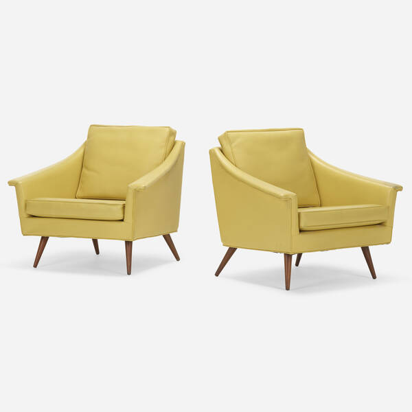 Milo Baughman. Lounge chairs, pair.