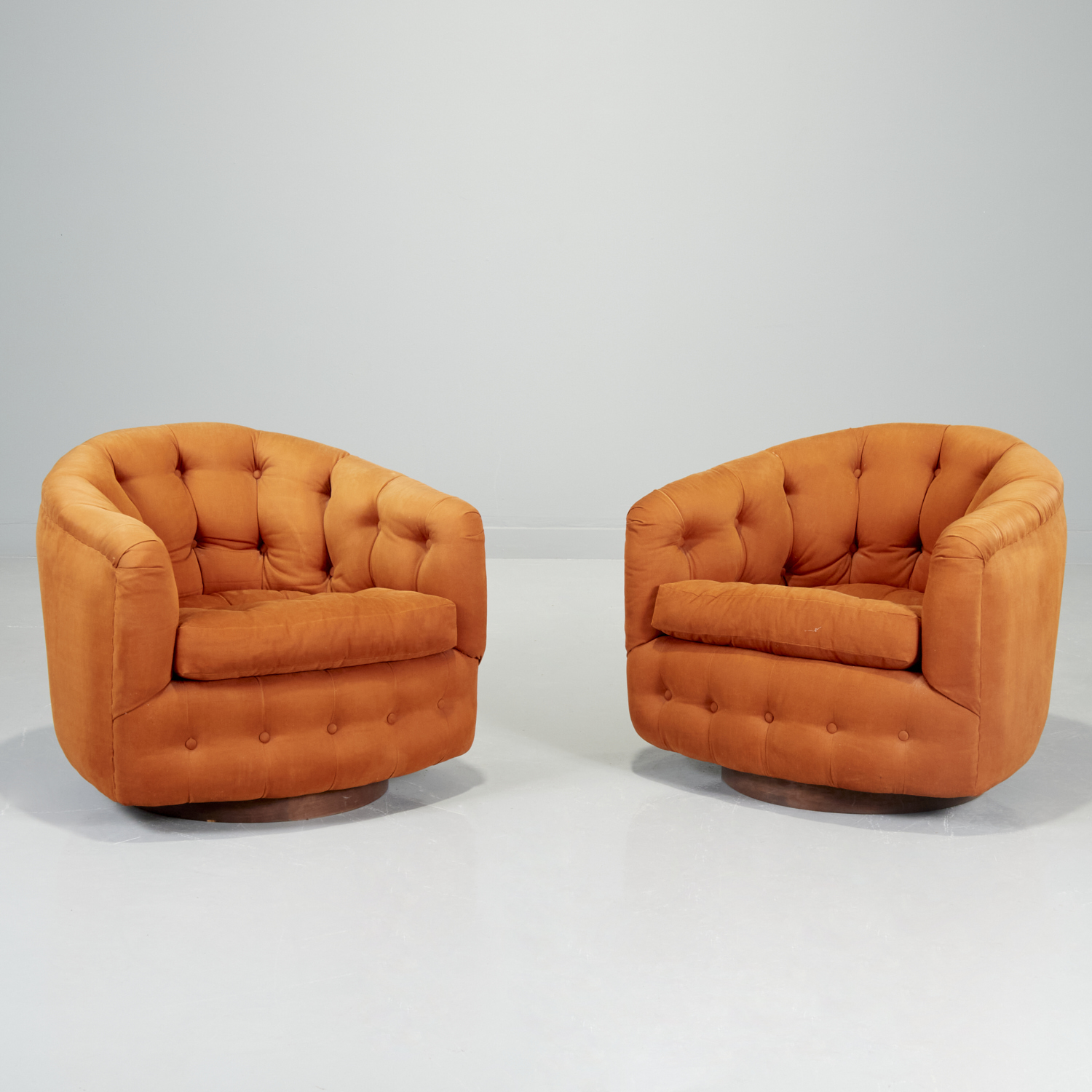 MILO BAUGHMAN, PAIR SWIVEL CHAIRS
