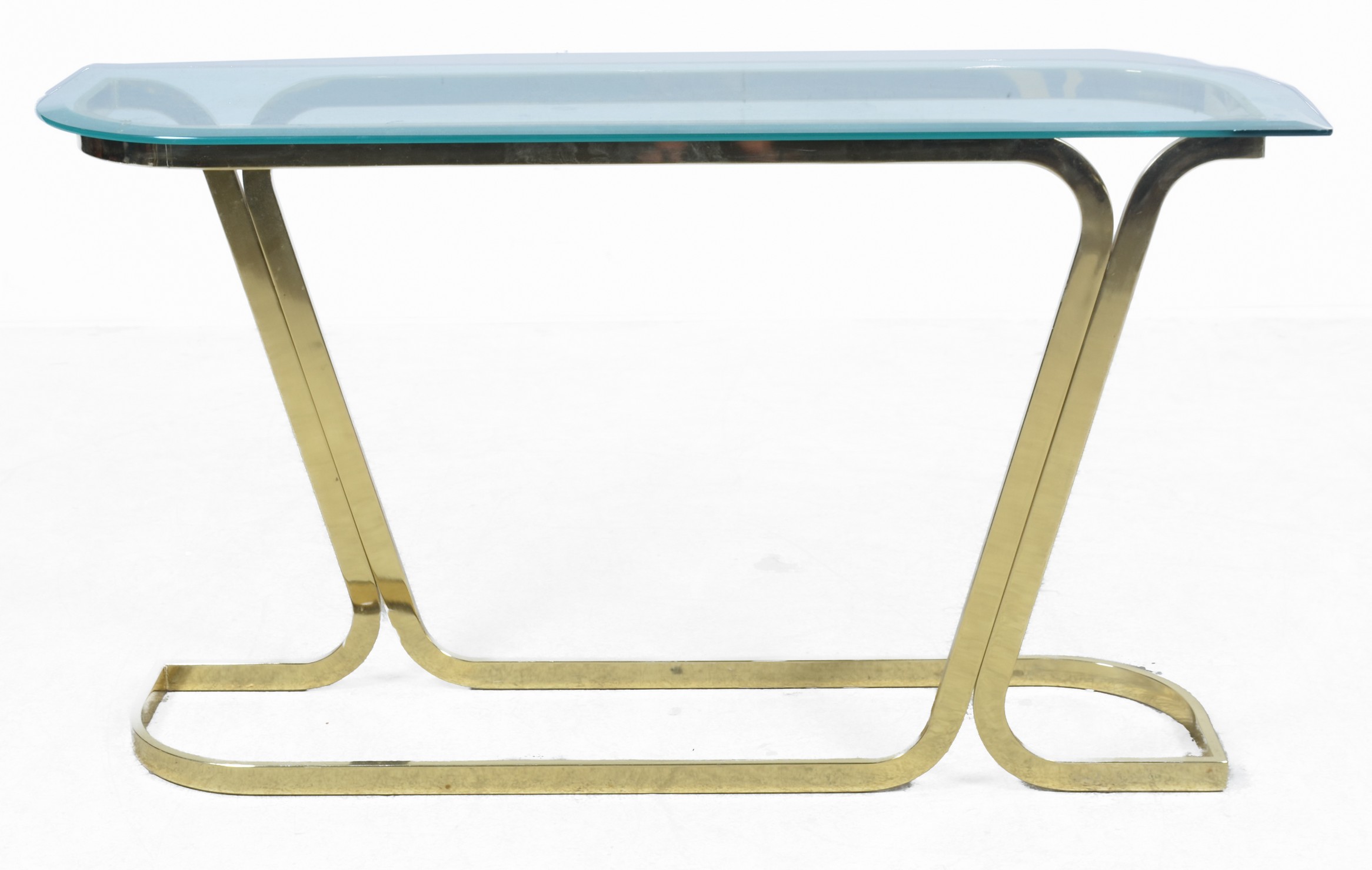 Milo Baughman style brass and glass