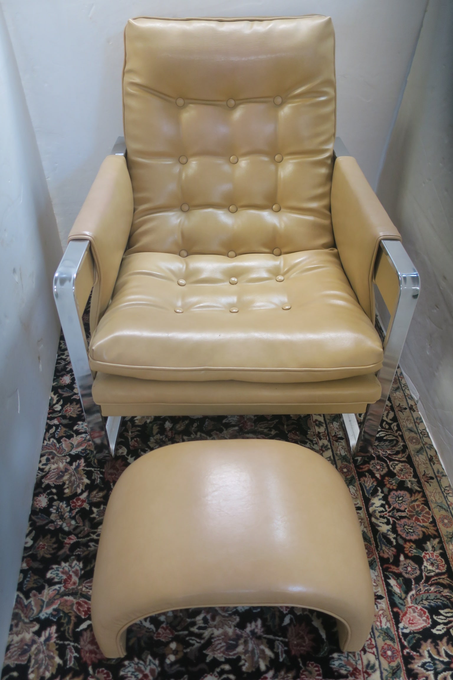 MILO BAUGHMAN STYLE LEATHER CHAIR &