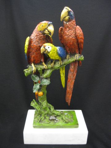 Milo Bronze trio of parrots cold