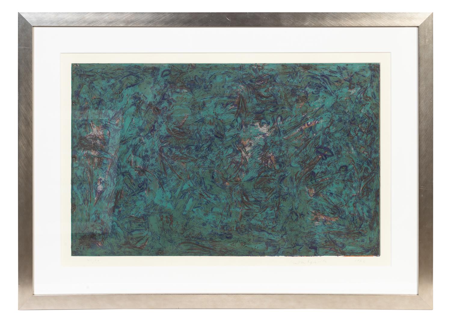 MILTON RESNICK, TEAL COLOR ETCHING,