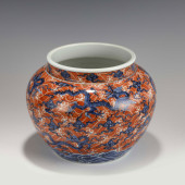 MING BLUE & WHITE ALUM RED POT