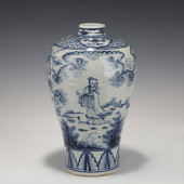 MING BLUE & WHITE MEIPING JAR<