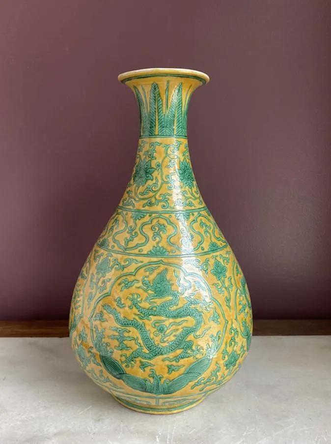MING DYNASTY YELLOW GLAZE GREEN