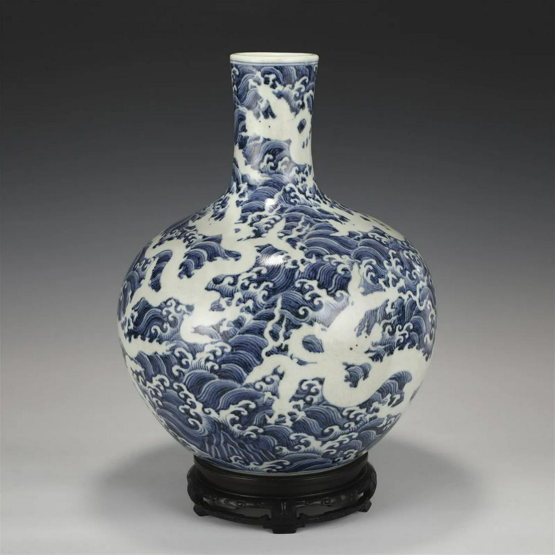 MING REVERSED BLUE DRAGON CELESTIAL